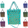 Majestic Ally Double Side Open Slow Feeder Hay Bag - Diamond Shaped Obliquely Placed Webbing (Turquoise) - color: Turquoise