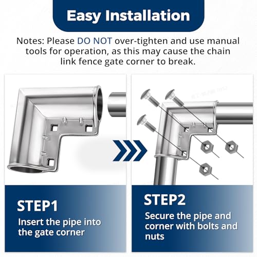 Aluminum Chain Link Fence Gate Corners for 1-3/8" x 1-3/8" OD Pipe, 90 Degree Gate Elbow Kit with Gloves, Bolts and Nuts, 8 Pack