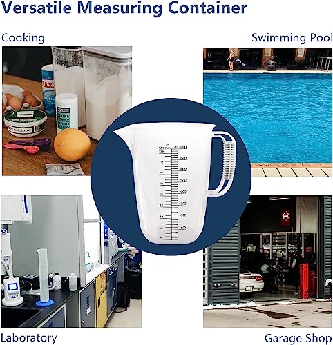 WhiteRhino 1 Gallon 134oz Measure Pitcher,US Conversion Chart, Extra Large Plastic Measuring Cup-Strong Food Grade, Graduated Mixing Pitcher for Lawn, Pool Chemicals,Home Hobbies,Motor Oil and Fluids - color: 1 Gallon / 134oz - Style 2