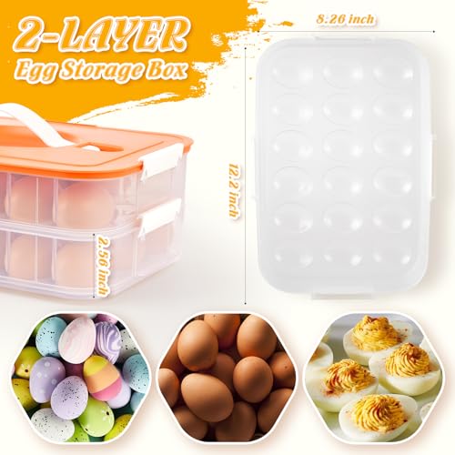 2-Layer Deviled Egg Containers with Lid,36 Slots Deviled Egg Tray Carrier | with Handle and Deviled Egg Injector Piping Tool,Portable Egg Storage Carrier Tray Platter for Party Picnic Travel (orange) - color: orange