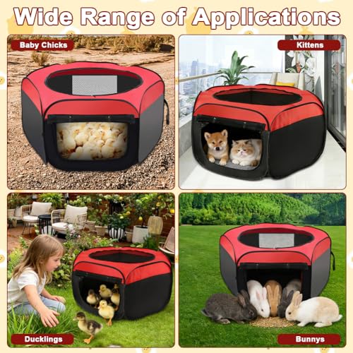 Chicken Brooder Box for Chick Starter Kit，Double Door Chick Brooder Pen/Chicken Playpen/Brooder Box for Chicks Chicken Nesting Box Supplies Up to 15 Baby Chicks,Duck,Quail