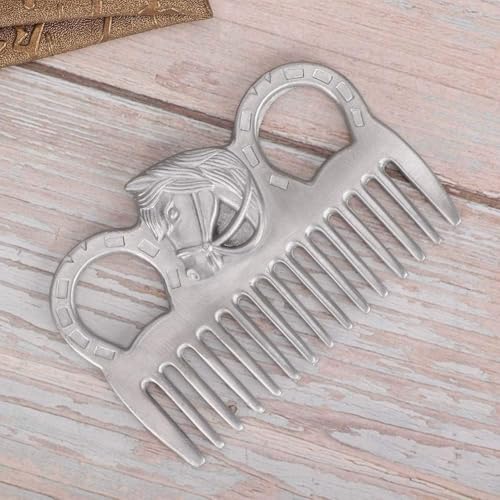 Metal Horse Comb, 4inch Stainless Metal Pulling Combs Horse Mane Comb Horse Tail Comb Mini Pocket Combs Horse Grooming Comb Livestock Comb for Cleaning Hair Removing Loose Undercoat Knots, Silver