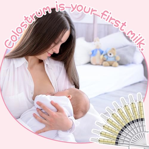 Trelaco 100 Sets 3 Ml 1 Ml Breast Milk Syringes No Needle Colostrum | Sterile Sealed with Caps and Cup, Baby Name Labels, Needle-free Harvesting for Storing Freezing Milk, For Postpartum Moms - size: 3 ml, 1 ml