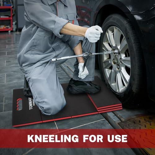 0.9-Inch Thick Foldable Mechanic Kneeling Pad 44.88 Inches Unfolded | Five 15.35 x 7.48 x 0.9-Inch Panels, High-Density Foam, Tool Pockets, Carry Handle, Waterproof Oil-Resistant Nonslip Surface - size: 44.8in Length-5-Fold