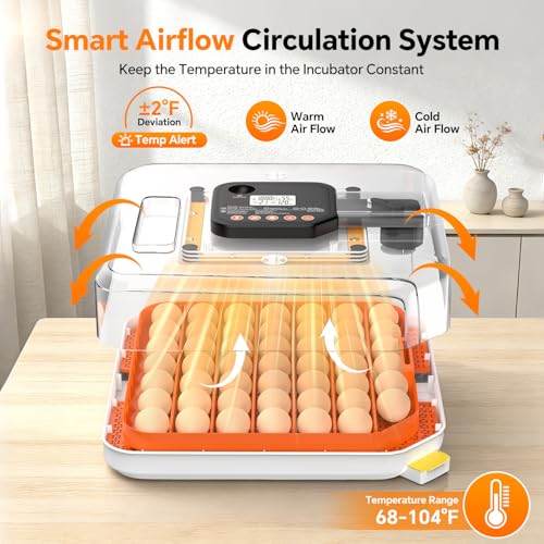 48 Egg Incubators for Hatching Eggs, Chicken Incubator with Auto Turner, Digital Temp & Humidity Control, Built-in Egg Candler & External Water Refill - for Hatching Chicks, Ducks, Quail, Goose Eggs
