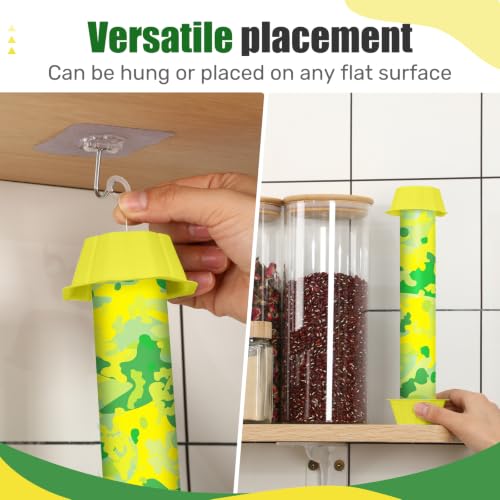 Qualirey 12 Pcs Sticky Fly Trap Fly Stick with Hanging Hook Adhesive Flying for Indoor Outdoor Trap Houseflies and Flying Insects Mosquito Bee Moth (Green Camouflage) - style: Green Camouflage