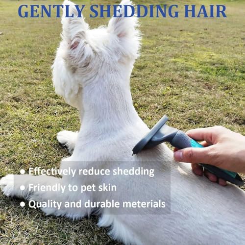 2PCS Pet Grooming Brush Set, Undercoat Deshedding Tool & Double-Sided Silicone Glove for Dogs, Cats & Horses - Gentle & Effective Loose Hair Removal, Shedding Reduction
