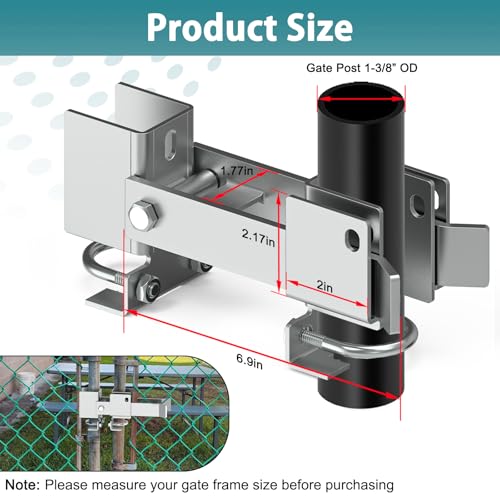Chain Link Fence Double Gate Latch for 1-3/8" Gate Frame Residential Strong Arm Chain Link Fence Gate Latch Double Gate Latches for Metal Gates Swing Gates - color: Silver for 1-3/8" Gate Frame