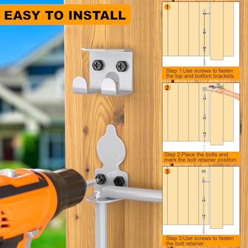 24" Cane Bolt Drop Rod for Gate, Silver Heavy Duty Gate Latch 2 Pack | Gate Latch for Wooden Fence Metal Gates, Gate Ground Stopper Hardware for Wood PVC Vinyl Metal Gates - color: 24"-Silver, size: 2 Pack