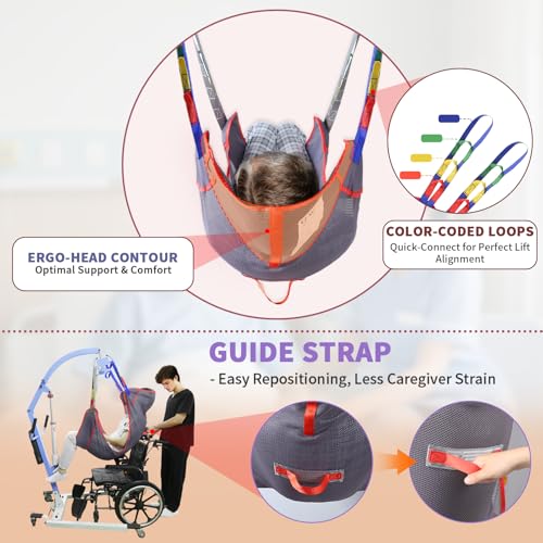 500lbs Mesh Full Body Sling for Lift - Patient Transfer Sling with Wide Pads for Elderly & Disabled,Compatible and Multi-Scene Transfer (Medium) - size: Medium
