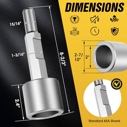 Ground Rod & T-Post Driver, 1-3/16" Hex Shank for Demolition Hammer | 65A shank, fits Vevor jackhammer, drives fence posts rebar and grounding rods, heavy duty