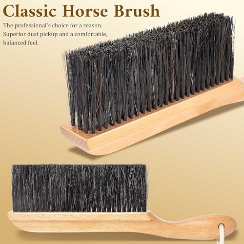 BFWood Horse Hair Hand Broom, Fireplace Dust Brush for Home Cleaning | BFWood Woodworking Bench Cleaning Brush, Hand Broom for Shop Furniture Carpet Car Wash Sweeping Workspace Upholstery