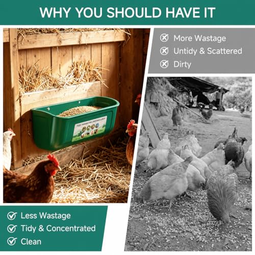 Chicken Feeder Waterer Set, Hanging Fence Feed Trough for Livestock Poultry, Waterer Bucket for Hens Gooses Goat Sheep Deer Duck （ 2 * 2.7 Quart ） - color: Green