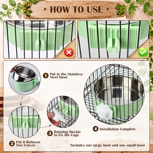 Rabbit Hay Feeder Set with 2 Bowls and Chew Toys, Heavy Duty Metal Hay Holder for Rabbits, Guinea Pigs and Chinchillas, Hanging Cage Feeding Accessories