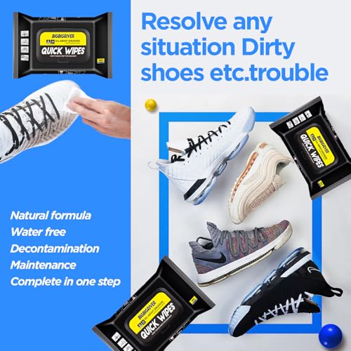 Shoe wipes 2 Pack 60 Pcs Sneaker Wipes Cleaner Quick Wipes Travel Portable Removes Dirt, Stains