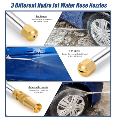 Hydro Jet High Pressure Power Washer-Magic Power Washer Extendable Wand,Flexible Water Hose Universal Nozzle,Gutter Patio Car Pet Window Cleaning (18inch-Back) - color: 18inch-back