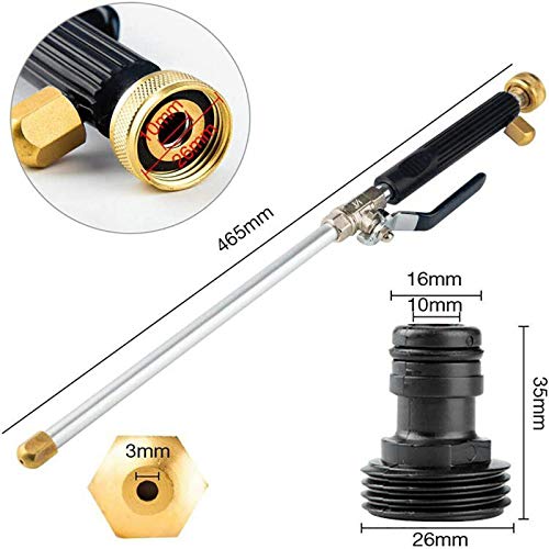 High Pressure Power Washer wand, Hydro Jet Water Hose Nozzle,Watering Sprayer Cleaning Tool, Wand Lance for Gutter Patio Car Pet Window Glass Black | Cleaning Tool Wand Lance for Gutter Patio Car Pet Window Glass - color: Black