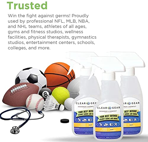 Clear Gear Disinfectant and Deodorizer For Sports Equipment, 32 Oz Bottle | Cleaner for Gyms and Fitness Centers, EPA-Registered, Hospital Grade, Mat Cleaner, Made in USA - size: 32 Fl Oz (Pack of 1)