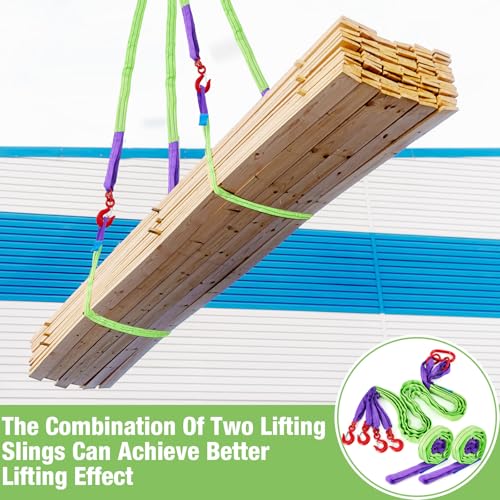 3 Pcs 6.6 ft Polyester Lifting Straps Set - Four Leg Bridle Web Sling & 2 Endless Round Slings Rigging Straps for Hoist, Engine, Crane, Machinery Moving & Tree Stump Removal 6600 lbs Capacity