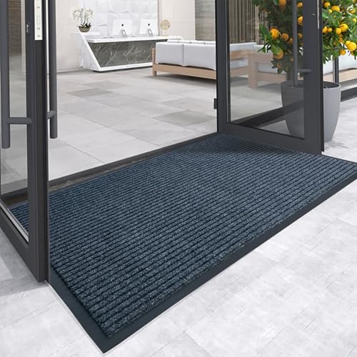Front Door Mat, 2'x6'Indoor Outdoor Welcome Commercial Floor Mats | Heavy Duty Durable Inside Outside Entrance, Waterproof All-Season, All-Weather Non Slip Backing Doormat for Entryway, Grey - size: 24"x72"