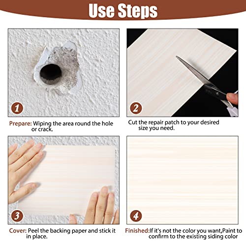 Mudder 20 Pieces Vinyl Siding Repair Kit 6 x 8 in Fence Repair Kit,Yellow | PVC Adhesive Self Vinyl Siding Patch Kit, for Holes on Mobile Home Skirting Fence Parts Walls, House Exterior, Durable Tape - color: Yellow