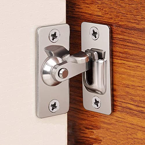 Door Hasp Latch 90 Degree, Stainless Steel Safety Angle Locking Latch Pocket Door Lock Screen Door Lock Sliding Door Latch for Push/Sliding/Barn Door