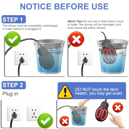 750W Deicer, Aluminum Casing – Perfect for Livestock, Poultry, Horses, Cows, and Wildlife, Providing Outdoor Drinking Solutions in Winter. A Reliable Water Trough/Tank Heater for Livestock