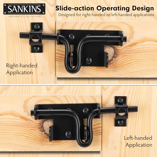 Slide Bolt Gate Latch Lock for Wooden Fence with Padlock Hole, 1pcs | Heavy Duty Black Sliding Bolt Gate Lock Latch Hardware, Door Gate Latch Barrel Bolt Latches for Wooden Vinyl Fence Barn Shed - size: Upgrade