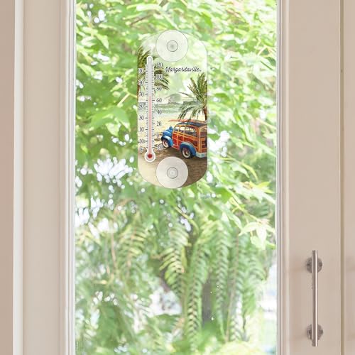 La Crosse 204-1081MV3 8-inch Analog Capillary Window Thermometer with Station Wagon - color: Azure
