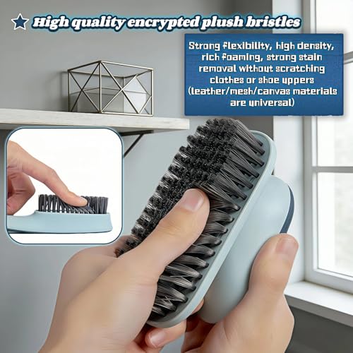 Ergonomic Shoe & Clothing Brush Set (2-Piece) - Heavy Duty Stain Remover with Non-Slip Grip, Hanging Hole for Storage | Bathroom Tile Grout Scrubber, Kitchen Cleaner, Carpet Spotter