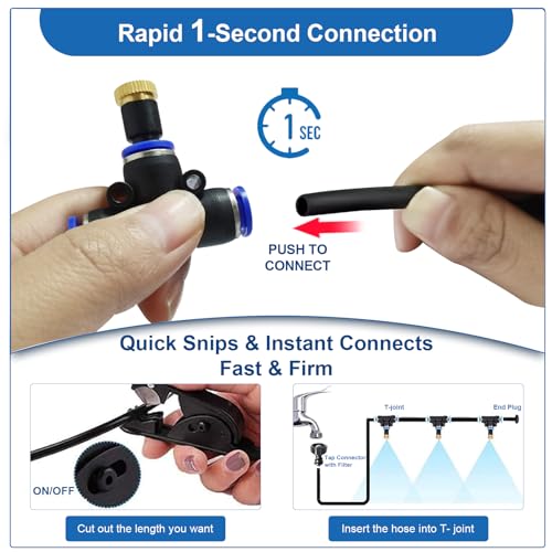 Misting Cooling System,Outside Misters + Timer for Outdoor Patio,80Ft|24M | Backyard Mist Hose Kits with Sprinkler Timer Yard,Lawn,Garden,Greenhouse,Fan,Umbrella,Canopy,Pool,Porch,BBQ Party Accessorie - size: 80FT-TMR