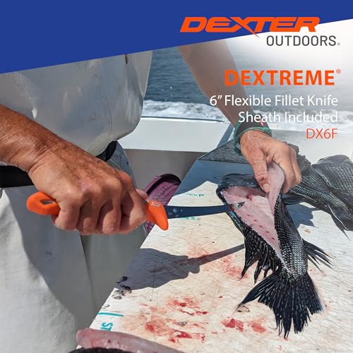 Dexter Outdoors Dextreme Single Edge 6" Flexible Fillet Knife, Sheath | Flexible single edge stainless blade sized for fish and detail work. Protective sheath included for boat and tackle bag. - style: 6" Single Edge Flex