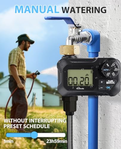 Automatic Misting Cooling System with Timer, 46FT Misting Line | 10 Brass Nozzles, 3/4" Brass Adapter, For Patio Misting, Grenhouse Watering & Chicken Coop Cooling - size: 46FT / 14M