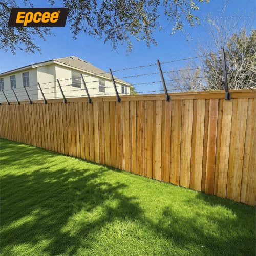 8-Pack Angle 25° Fence Post Extender, 23.5" Fence Barbed Wire Extend Arm，for Outdoor Fences to Increase Height, Protect Privacy and Pets Jumping Off (8, 23.5in-25°Angles - Wood Post) - size: 23.5in-25°Angles - Wood Post
