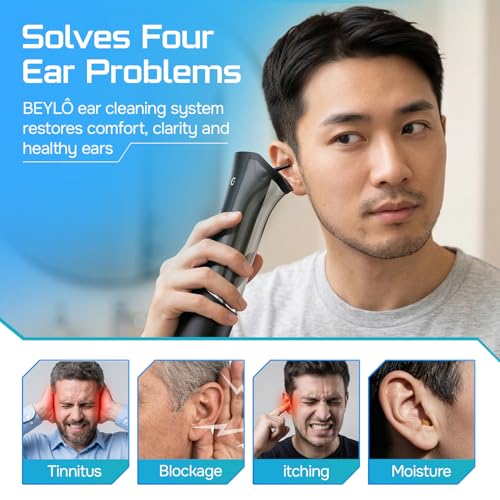 Ear Wax Removal Kit – Ear Cleaner for Adults and Kids – Dual Tank Design, 4 Nozzles, 4 Cleaning Modes, IPX6 Waterproof, One-Hand Operation – USB-C Rechargeable Electric Earwax Irrigation Device
