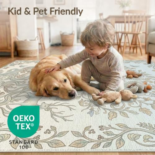 4'x6' Washable Bohemian Deer Accent Rug, Cream Non-Shedding Small Carpet Pet Friendly & Non-Slip for Playroom, Bedroom, Reading Nook | Ref:1969514 - color: Beige/Pattern 22, size: 4' x 6' (Rectangular)