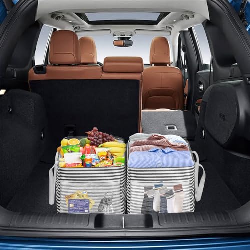 LHZK Standing Utility Tote Bag with Metal Wire Frame and the Sides Rinforced, Large Tote Bag with Handle, Reusable Grocery Bags Foldable, Beach Bag, Car Tote, Black, 18.5''x11.8''x11.5'' | Metal Wire Frame - color: Black/White, size: 18.5''x11.8''x11.5''-