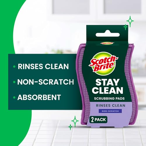 Scotch-Brite Dobie Stay Clean Scrubbers, Non-Scratch Dual-Sided Dish Sponges with Absorbent Cloth Side, Odor Resistant Scrubbing Pads for Dishes and Household Cleaning, 8-Pack - size: 8 Pads