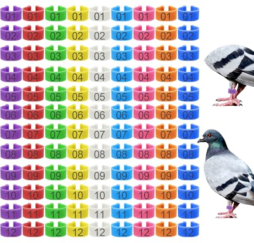 108 Pcs 8mm Bird Quail Leg Rings with 9 Color Numbered Bird Pigeons Identification Leg Bands Clip on Colorful Poultry Ankle Tags for Bantam Quail Dove Lovebirds Finch Small Poultry - size: 8mm - 9 Colors