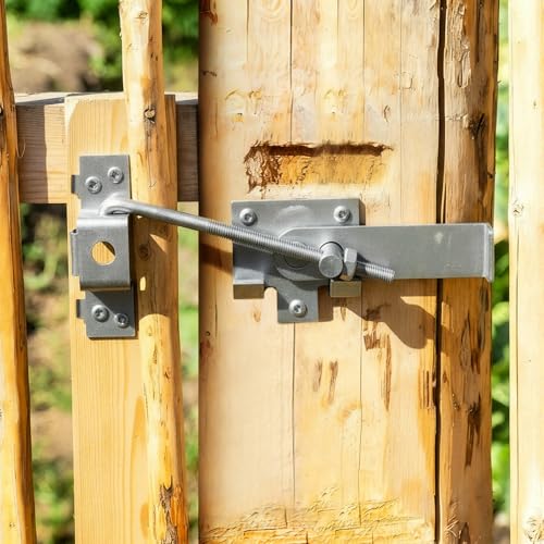 2 Pcs Barn Door Jamb Latch with Hook 7" Sliding Door Latch for Barn and Bi-Parting Doors (Silver)