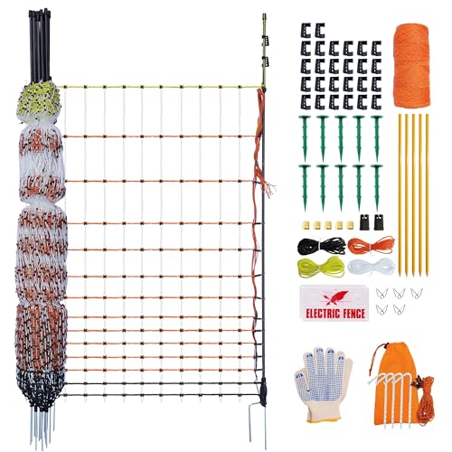 Poultry Electric Netting Fence - 47.3''H (can be Manually Raised to 59.1''H) x 98.5'L for Flying Chicken, Sheep, Goats in Farms, Ranches and Gardens, PK1 - style: (47.3 to 59.1)" x 98.5' - PK1