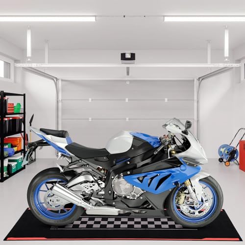 Drydiet Motorcycle Mat Garage Floor Rug Washable Parking Mats for Garage Floors Non Slip Oil Absorbent Pad Rubber Backing Layer Protects Floor(Track Style,78 x 31 Inch) - size: 78 X 31 Inch, style: Track Style