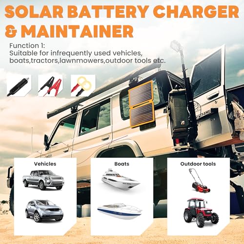 FieryRed 20W 12V Solar Panel Car Battery Charger & Maintainer, Foldable Trickle Charger with Built-in Controller, Cig Plug, Alligator Clips, USB-C, USB-A Outputs for Car, Boat, RV, Tractor - size: 20W