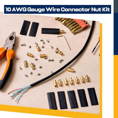 Relaxweex 15 Sets Underground Wire Splice Kit Suit for Wire Under 12 Awg Amp Splicing Quick Wiring Connection Nut Kit Terminal with Shrink Tubes and Screws Circuit Connector(60V) - style: 60v