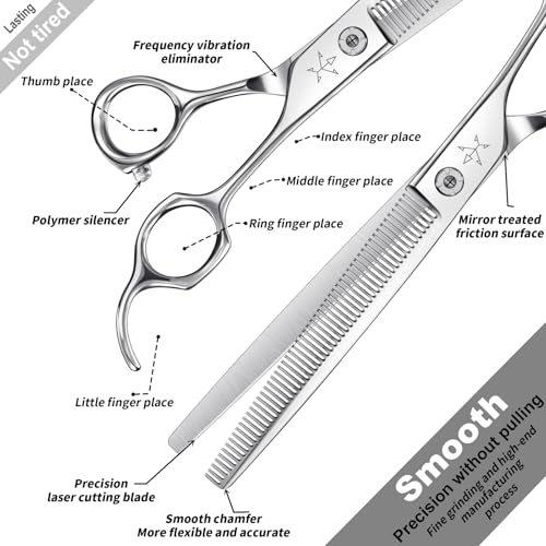 High-end Professional Dog Grooming Thinning Scissors Teeth Cutting Blending Shears Pet Texturizing Shears 7.5 Inch Extremely Very Sharp Stainless Steel Alloy For Cat Other Animals Groomer - color: 7.5inch Thinning Shears