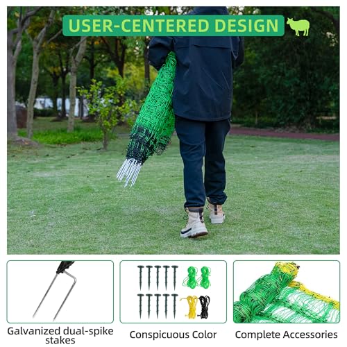 Electric Fence Netting, 35.4" H x 164' L, Portable Livestock Nets Mesh for Hog, Dogs, Deer, Goats, Electric Fencing for Backyards, Homesteaders, Farms, Ranches, Gardens - size: 35.4" H x 164' L Livestock