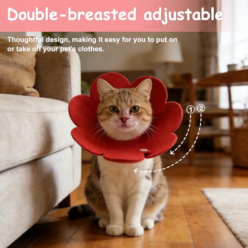Felt Cat Recovery Collar, Cute Flower Cat Recovery Collar Adjustable Recovery Cones (2Pcs, S 6.3-7.5inch, Purple) for Small Dogs Kittens Cats - color: Purple, size: S（1-2.5 KG/2.2-5.5 lb）