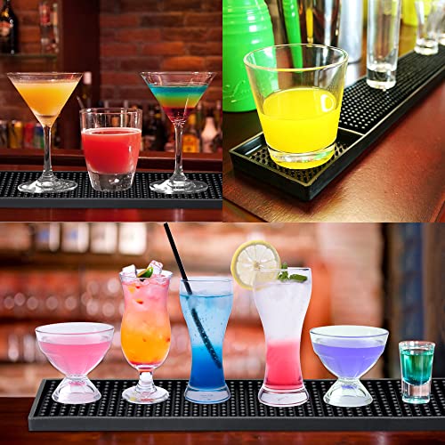 2PCS 23.65 x 3" Rubber Bar Mats, Non-Slip Bar Service Spill Mat for Station | Bar Table Mat Restaurant Kitchen Counter Bar Pad for Mixing Drink, Anti-Skid Heat Resistant Barber Station Mat for Hair Salon - size: 23.65x3.15" - 2PCS