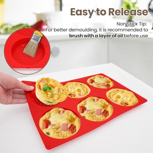 Redfly Silicone Egg Molds for Breakfast Sandwiches 3 Pcs, Non Stick 4 Inch Egg Bites Baking Pans, Jumbo Silicone Muffin Pans for Baking, Round Muffin Top Pan for Whoopie Pie Pan, Hamburger, Fruit Tart - size: 3pcs: 4 inch Jumbo