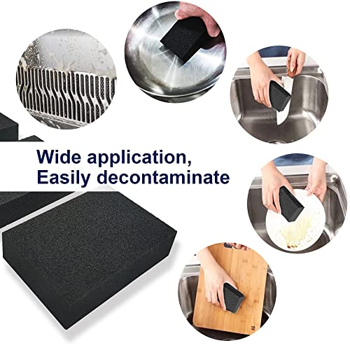 Krisler 8pc Black Carborundum Sponge Nano Emery Sponges Caspian Stone Pot Clean Brush Rust Eraser Grit Scouring Pads Pot Cleaning Pads with Carborundum Washing Kitchen Cleaner Tool(thickness-1inch) - size: Black thickness-1 inch-8
